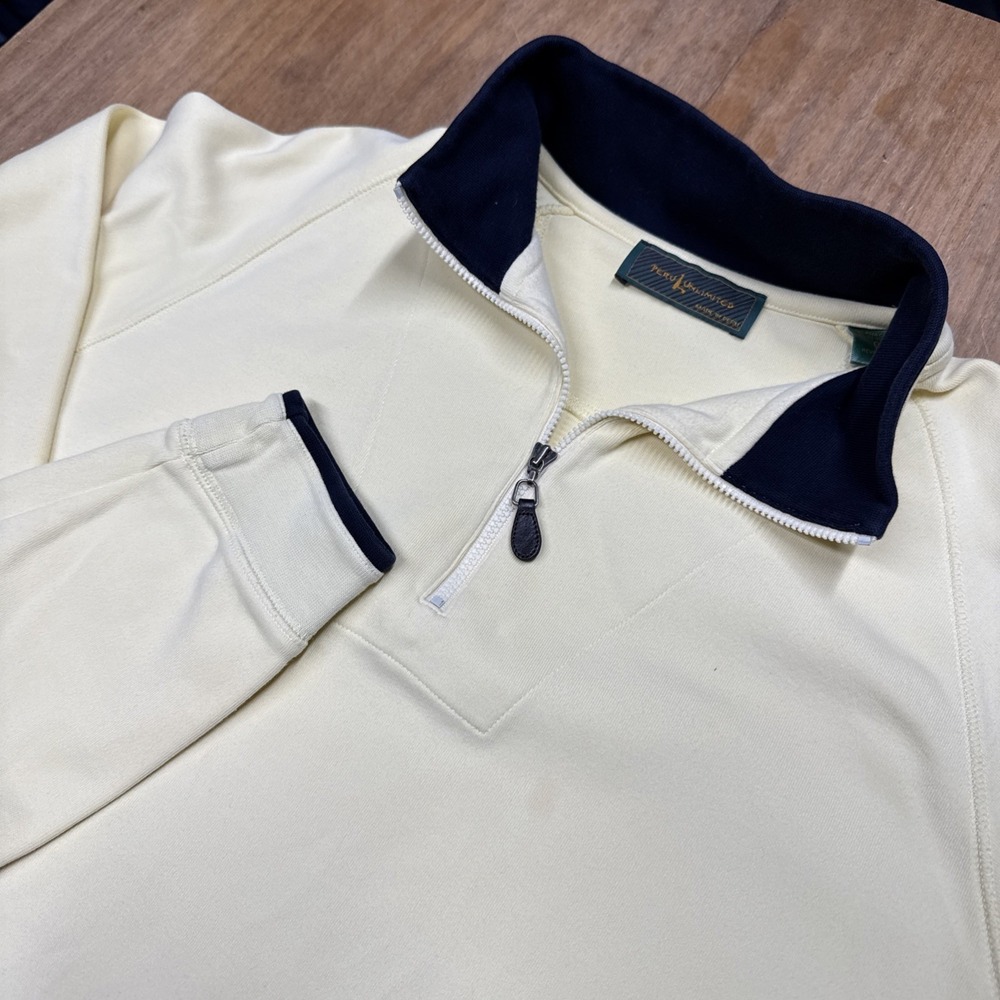 Peru Unlimited Men's 1/4 Zip Pullover Size Large‎ 100% Pima Cotton Yellow